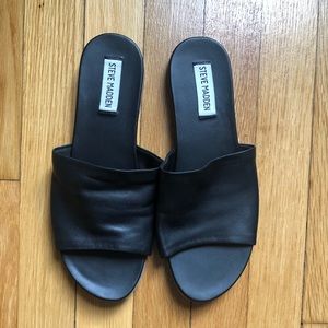 Steve Madden Black Leather Slides
